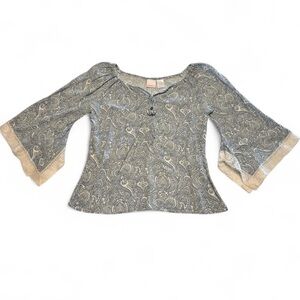VTG y2k Xhilaration Retro Bell Sleeve Blouse Medium Lace Paisley Fairy